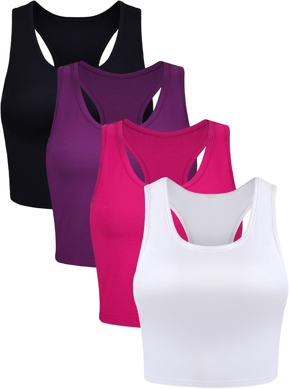 4 Pieces Basic Crop Tank Tops Sleeveless Racerback Sport Cotton Tank Tops for Women