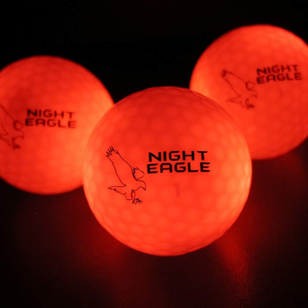 Light up LED Golf Balls (6 Ball Pack) - Professional Glowing Golf Balls with Internal LED Lights (Red)